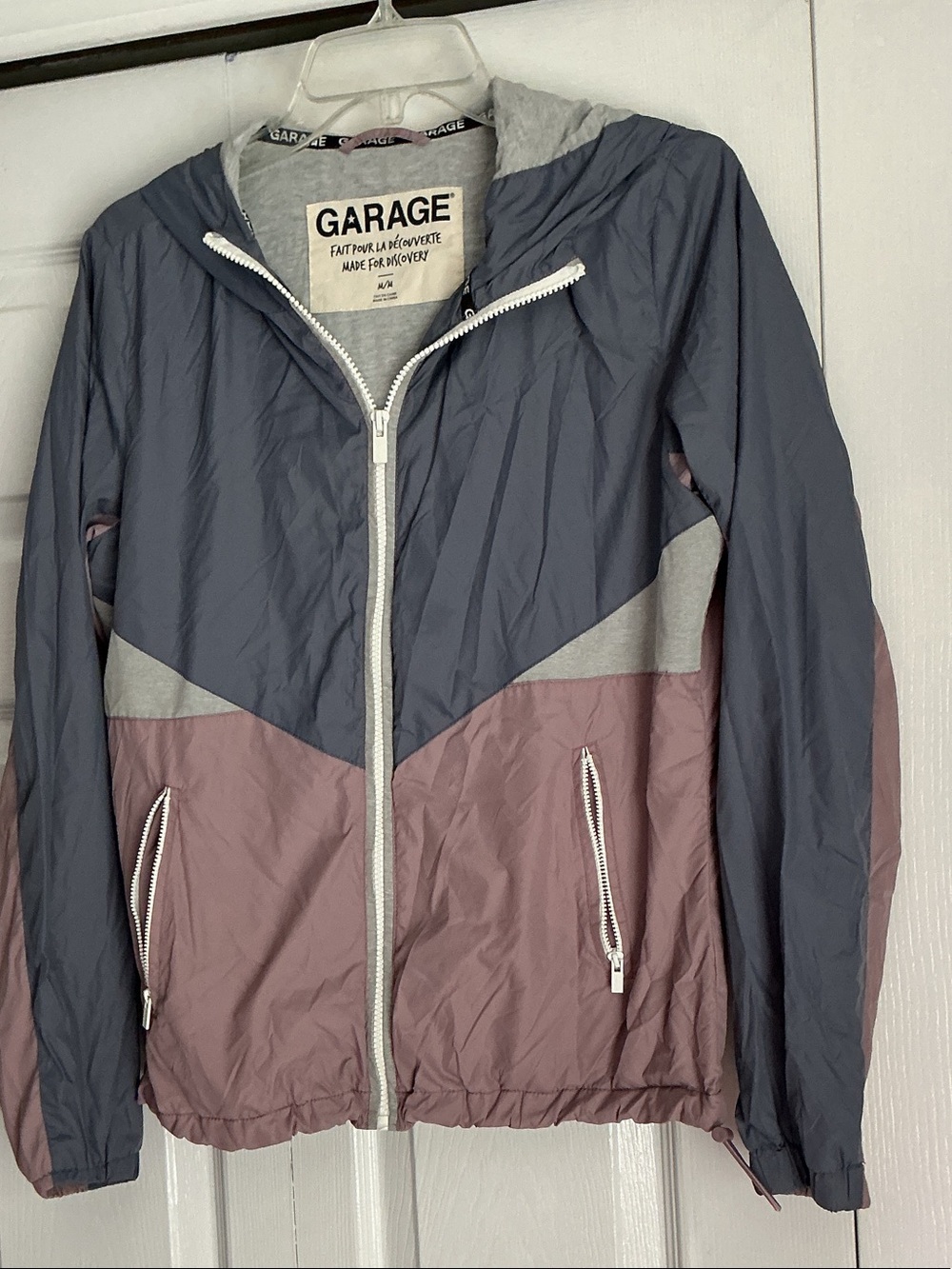 Garage Navy, Mauve & Gray Colorblock Hooded Windbreaker
